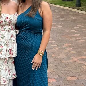 ALC Inspired Delfina Teal One-Shoulder Dress